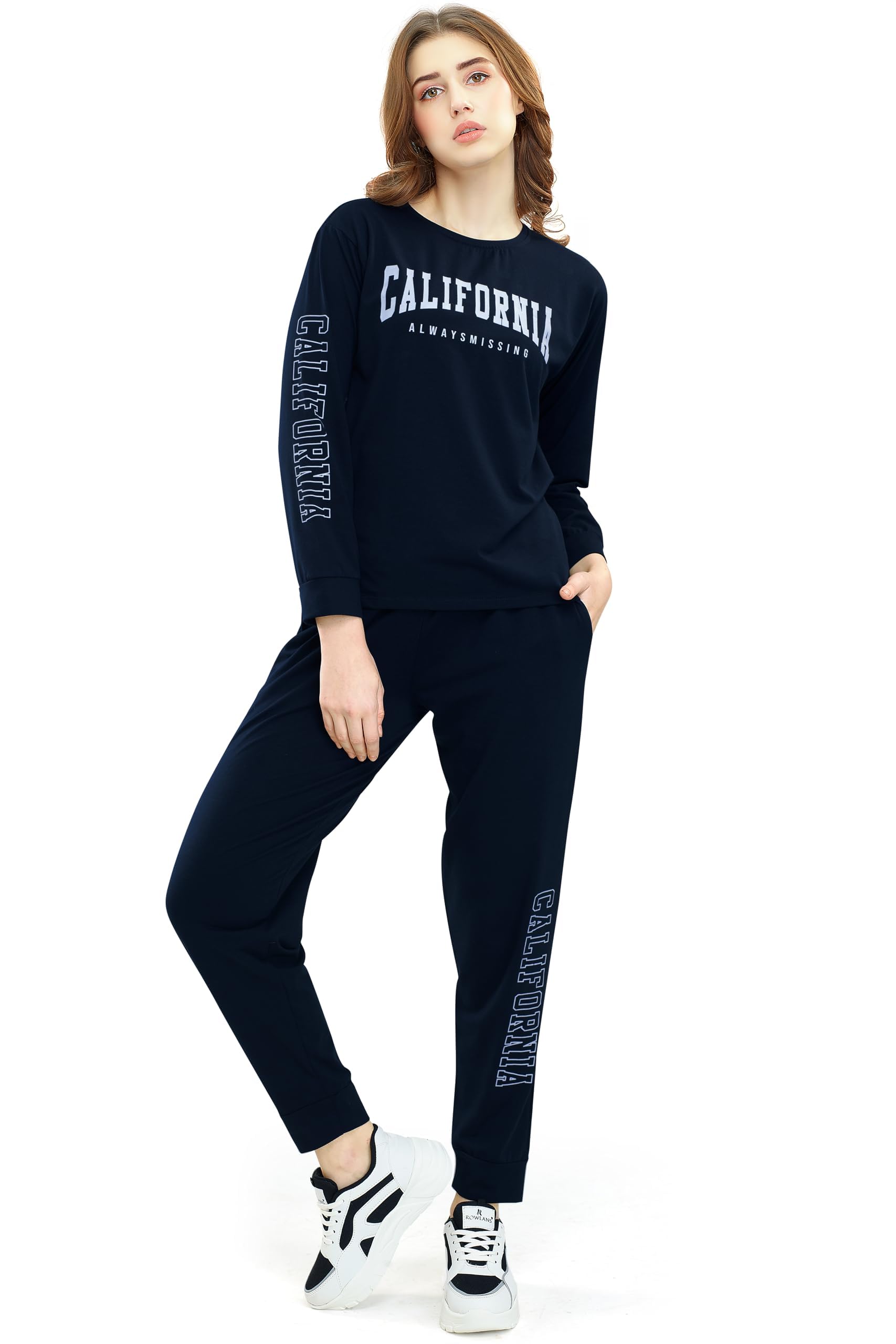 Women's Cotton Lycra Typography Printed Relaxed Night Suit Set of Top & Joggers-image-32