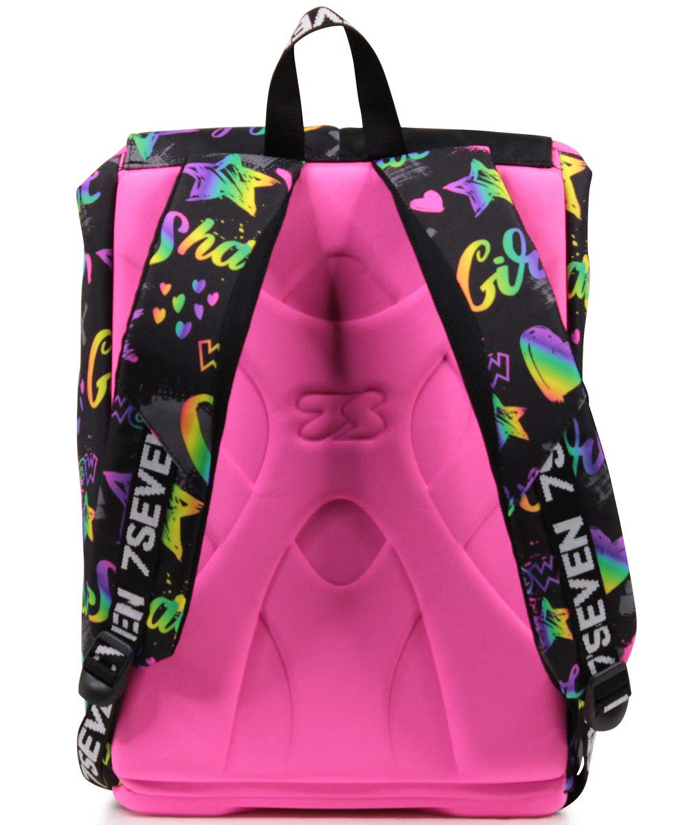 Seven Zaino Scuola Estensibile, Multicolore, Iridiscent, Zaino Doppio Scomparto Estensibile Tramite Zip Laterali, Scuola, Bambina e Ragazza