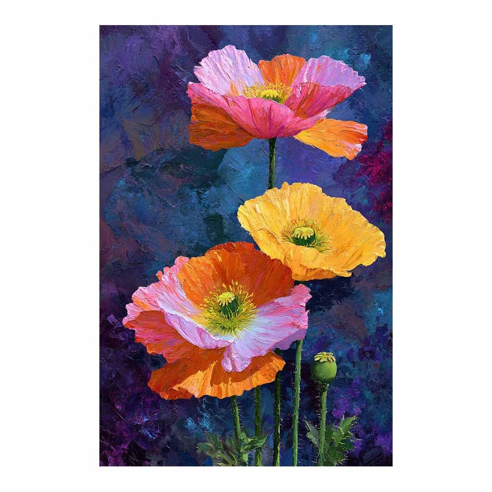 Xeniou Multicolor Flowers Wall Art Colorful Poppy Art Canvas Wall Art, For Living Room Bedroom Home Wall Decoration(Multicolor)-80X120cm Unframed