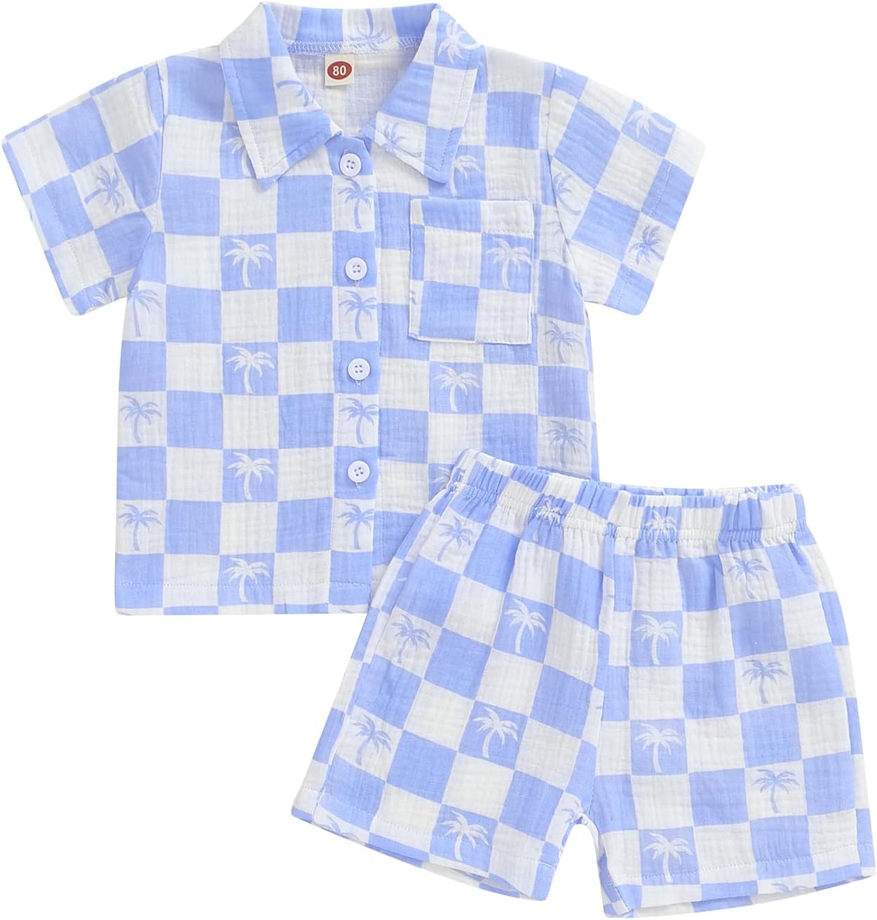 ​Toddler Boy Clothes Summer Short Sleeve Button Down Shirt Shorts Set Baby Boy Beach Outfit Casual Cotton Linen Set