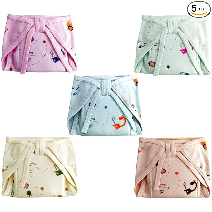 Superminis Baby Boy and Baby Girl Multicolor Random Print Cotton Cushioned Nappies Combo (Pack of 5)
