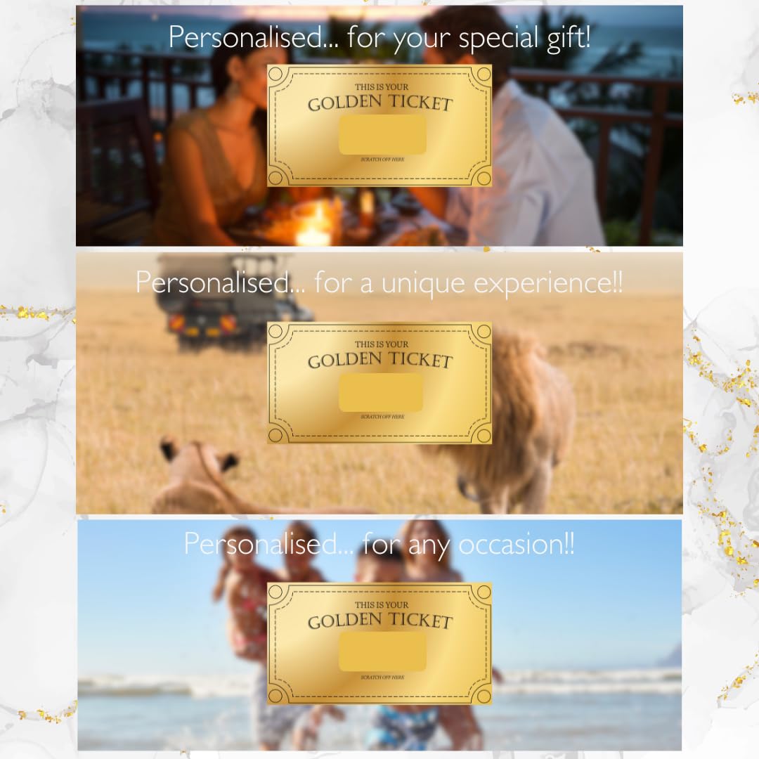 3-delige Gouden Ticket Cadeaukaartenset, Gepersonaliseerde Gouden