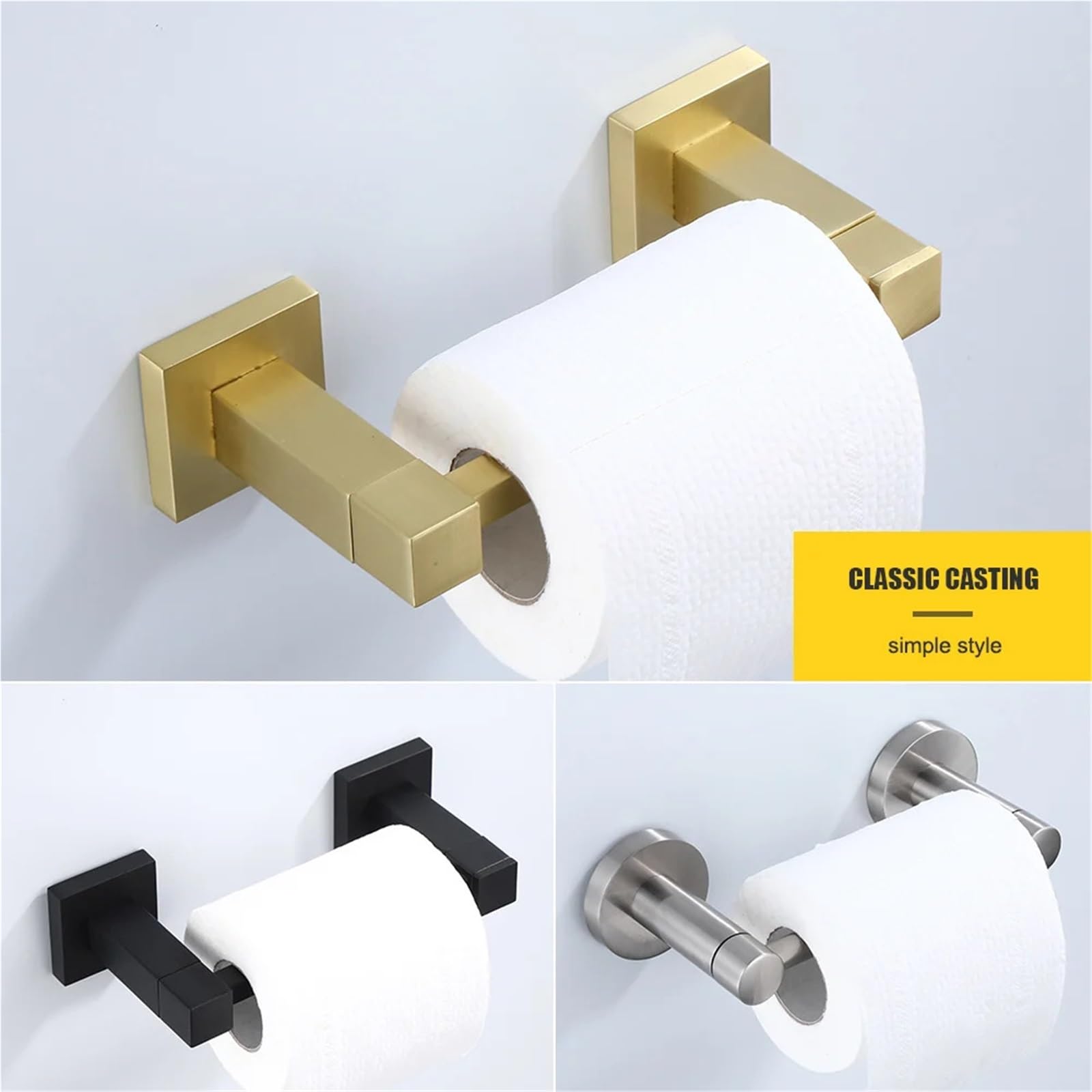 Portarrollos Papel Higienico Soporte for Papel de Cocina, dispensador de Papel higiénico, gabinete, Estante for servilletas de Almacenamiento, Colgador de pañuelos for organización del baño(Brushed)