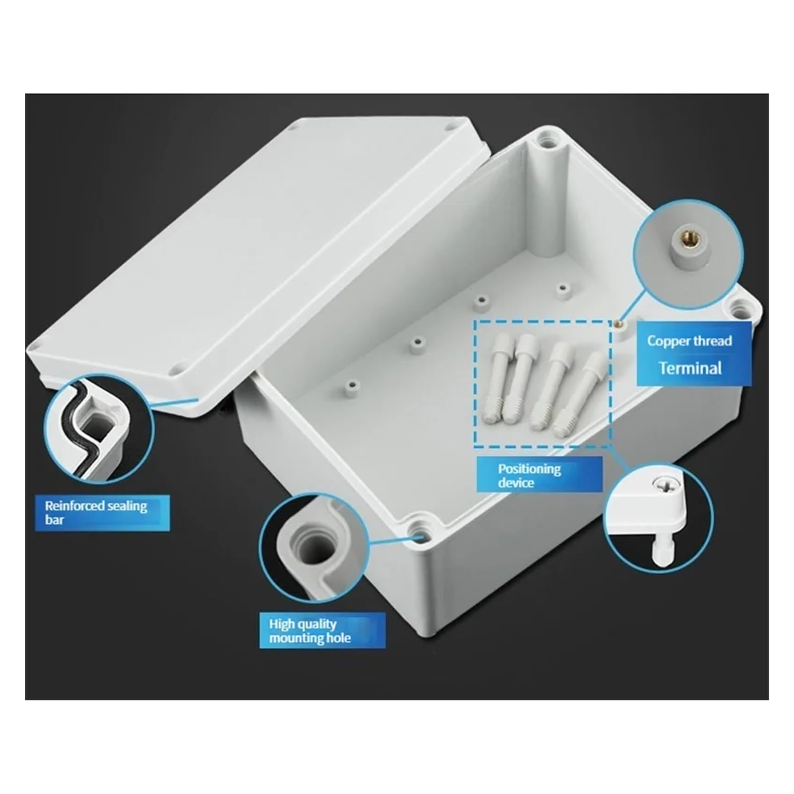 Caja de control con interruptor de botón pulsador Caja de conexiones impermeable de plástico ABS AG Caja a prueba de lluvia for exteriores(175X175X100MM)