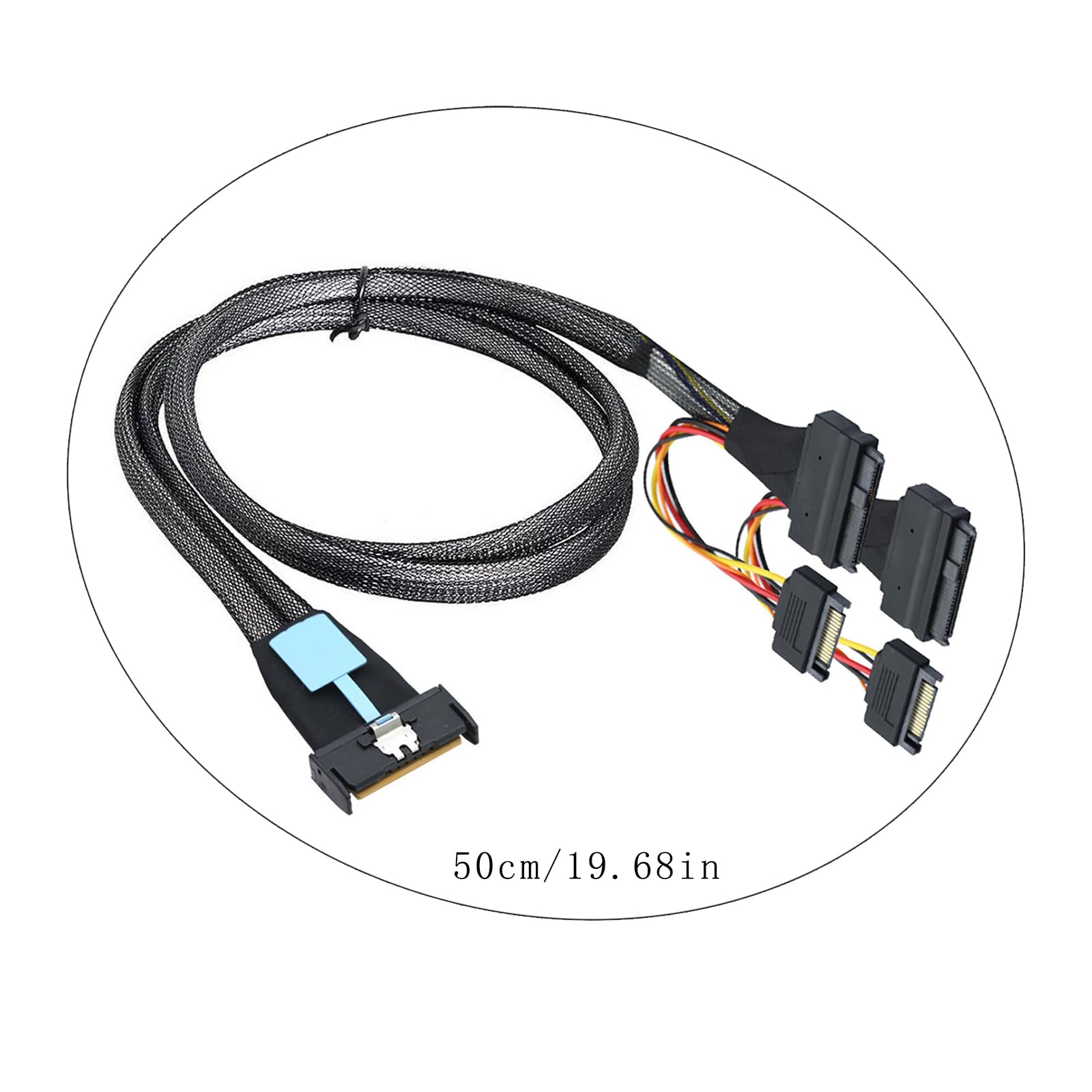 Cavo server sicuro da 50 cm da 8i 74P a doppio SFF8639+15P con alimentazione per migliorare le prestazioni, adattatore per scheda madre server da 16,69 pollici