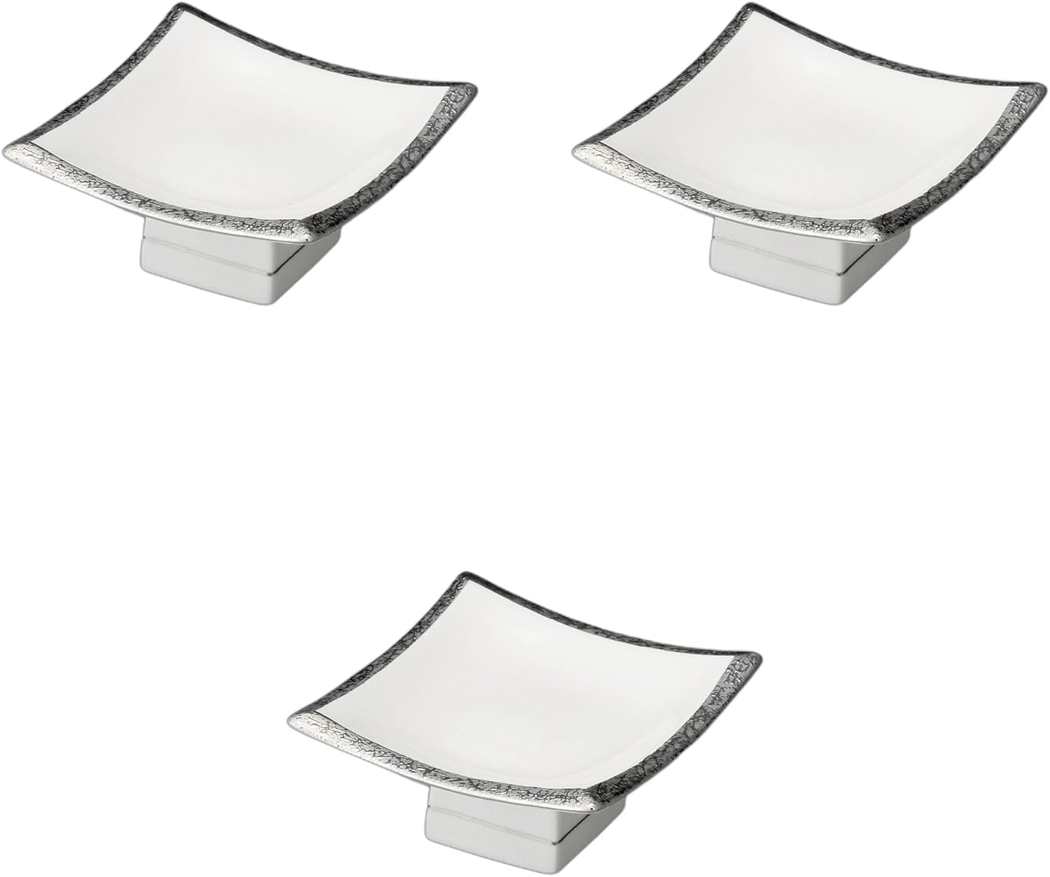 セトモノホンポ(Setomonohonpo) 3個セット 渕プラチナ正角4.5寸高台皿 [ 14&times;14&times;6cm ] | 角鉢陶磁器