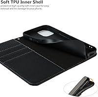 Vista 64 de iCoverCase Funda tipo cartera compatible con iPhone 13 Pro Max con ranuras para tarjetas, funda magnética de piel auténtica con bloqueo RFID, Naranja