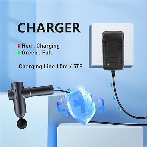 Miniatura 7 de Cargador de pistola de masaje de 12.6 V 1A para pistolas de masaje de percusión de tejido profundo Cable de alimentación Cargador de batería