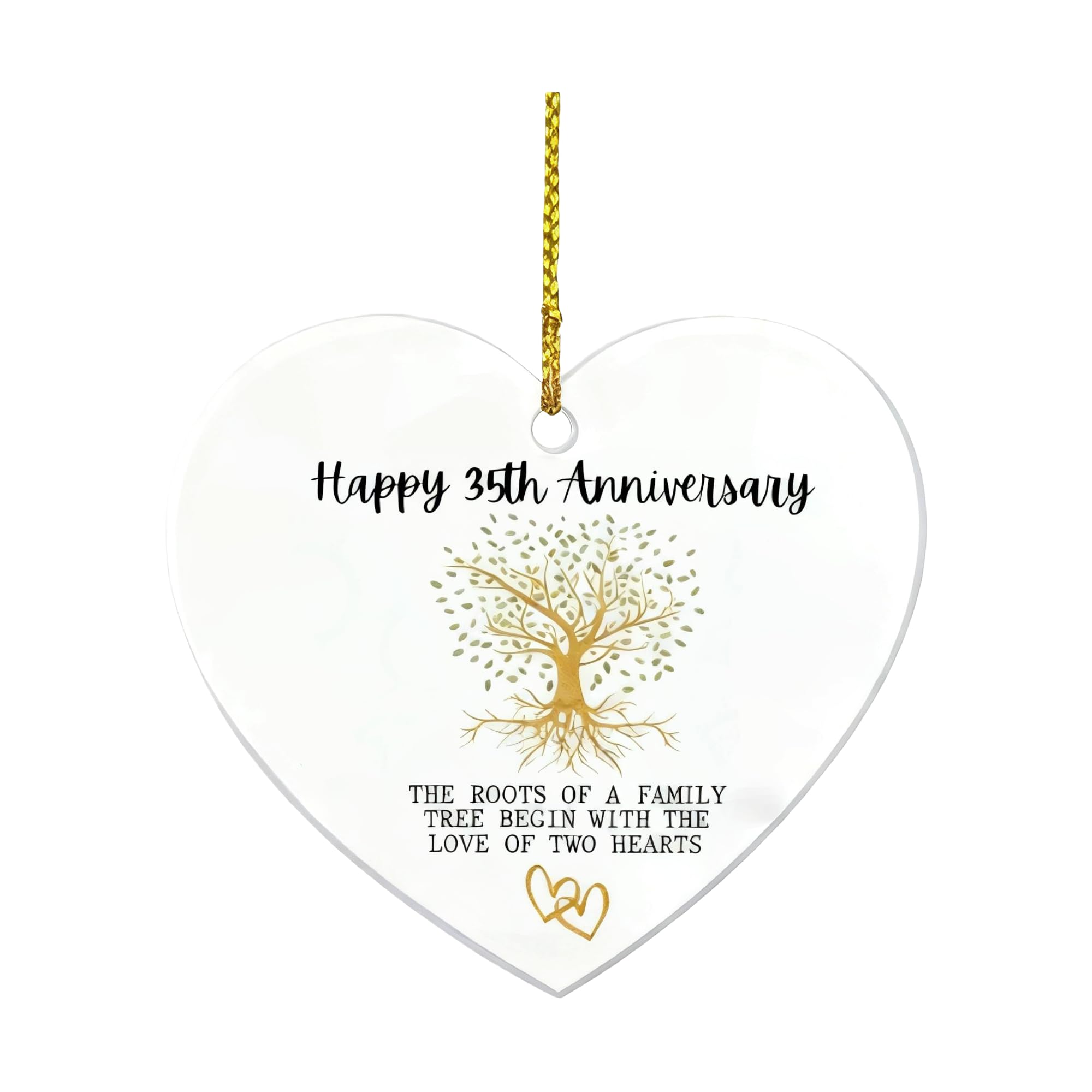 35th Wedding，Heart Plaque with Family Tree, Keepsake for Wife Husband, Romantic Home Decor, Hanging Memorial Sign - DWUENT