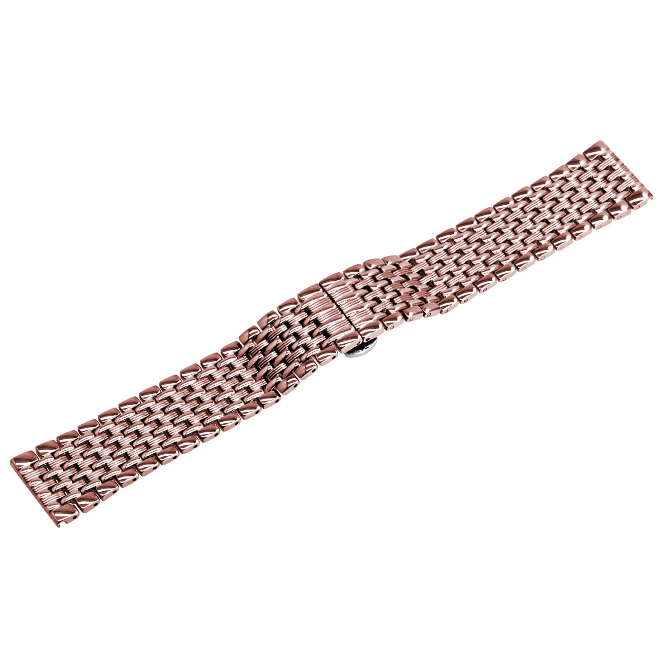 Cinturino per orologio da polso in metallo a due tonalità, 18 mm, oro rosa e argento, con incisioni affusolate, cinturino in acciaio inox, per uomo e donna