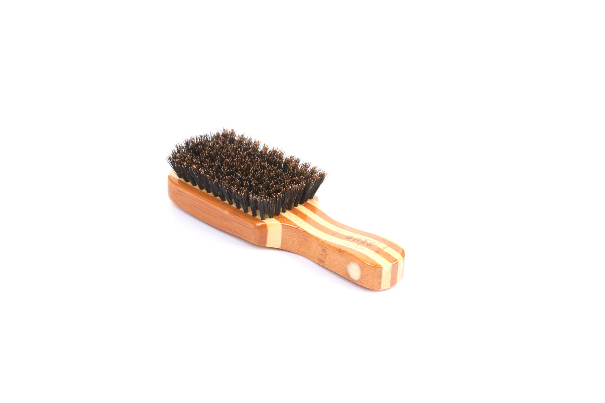 BassBrushes | Groom & Condition Men's Hair Brush | Premium Natural Bristle SOFT | Pure Bamboo Handle | Classic Club Style |Striped Finish | Model 153S - SB