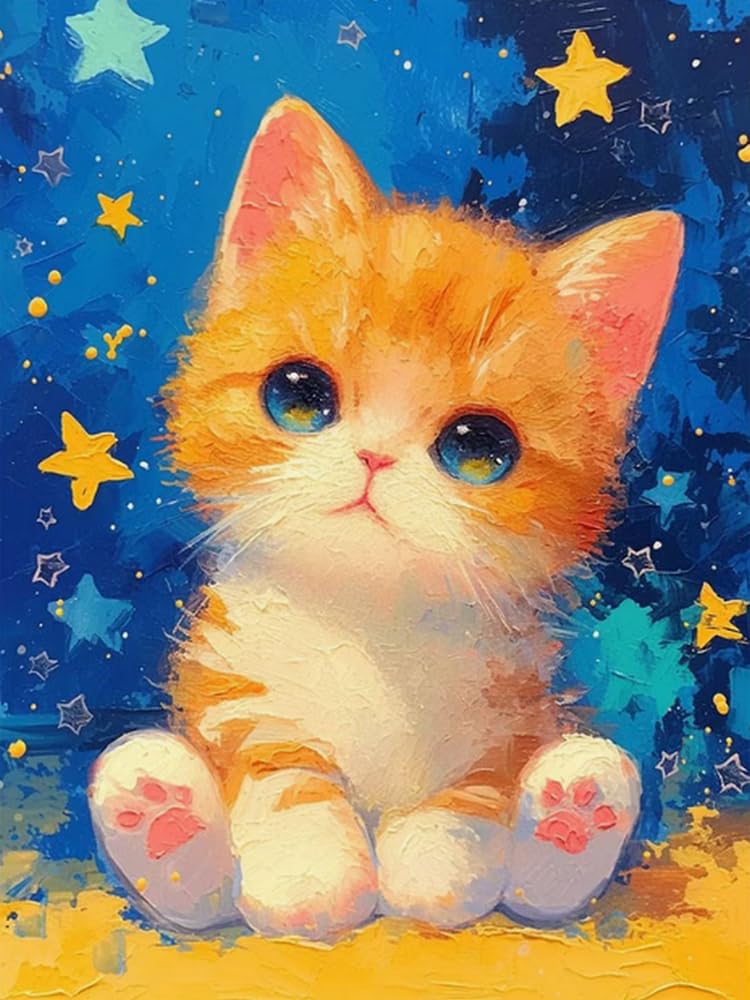 Brennora Embroidery Cross-Stitch Kits for Adults Beginners Pre Printed Cross Stitch Kit Cat 11CT Needlework Arts and Crafts for Home Decor 16x20 inch