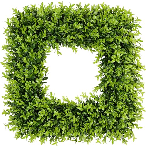 20 Inch Large Boxwood Wreath Spring Summer Artificial Green Wreaths for Front Door Farmhous Wedding Window Hanging Wall All Year Round Indoor & Outdoor St Patricks Day Decor