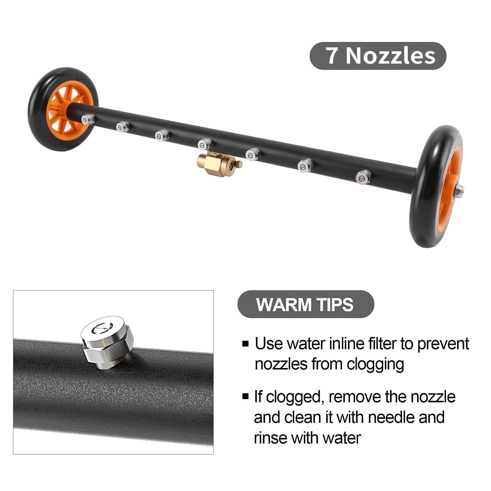 Shkalacar Escoba para hidrolimpiadora y limpiador para chasis de coche, 7 boquillas, accesorios para hidrolimpiadora de alta presión de acero inoxidable de doble uso