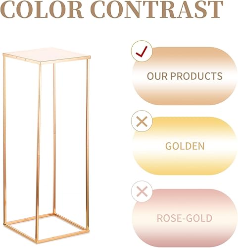 Miniatura 7 de Sziqiqi Mesas de jarrón de suelo, centros de mesa para recepción, 2 piezas de columna de metal, soporte geométrico de flores de 31.5 pulgadas,