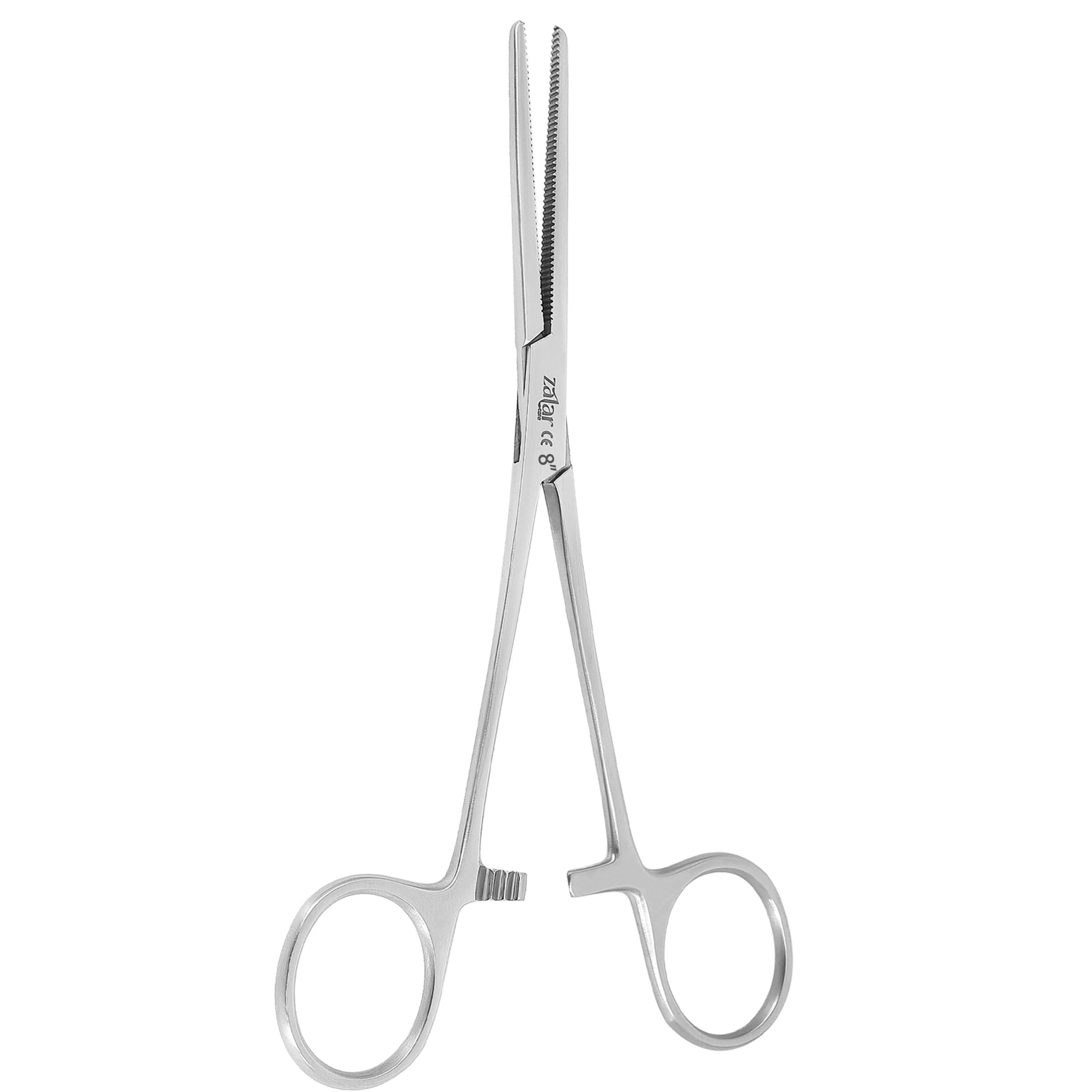 Zalar Care Stainless Steel Multipurpose Locking Forceps, Curved and Straight, for Fishing, Pet Grooming, DIY Crafts 6'' 8", 10" (8" STRAIGHT)