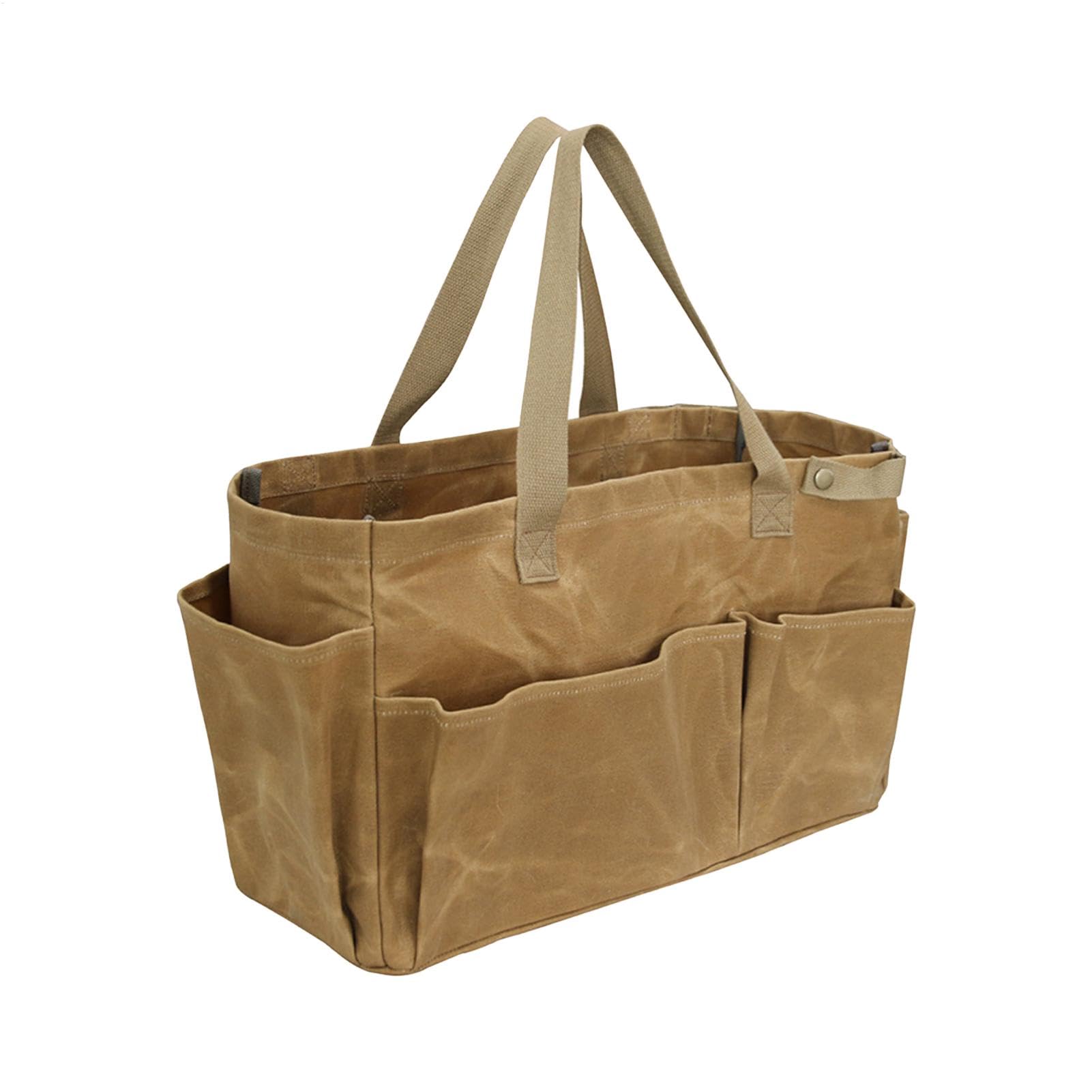 Genérico Camping Picnic Storage Bag, Waterproof Waxed Canvas Tote, Large Multifunctional Outdoor Bag for Camping for Cookware, Grilling, and Garden Tools 46x17.5x28cm