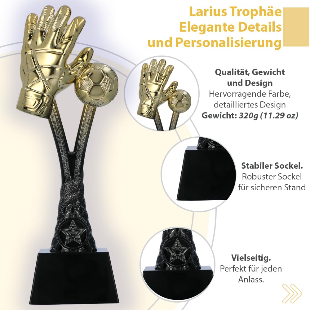 Larius Copa de fútbol trofeo dorado 26 cm 320 g con/sin grabado