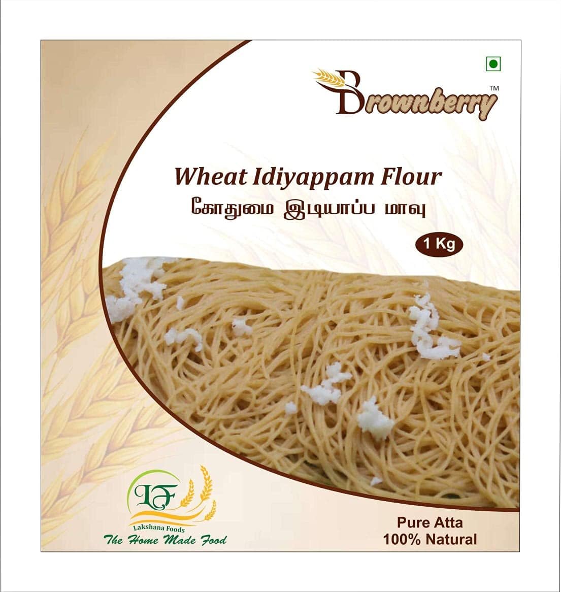 BROWNBERRYWheat Idiyappam Flour/Powder, 1Kg, Pack of : (1) Normal Water idiyappam Rich Tasty