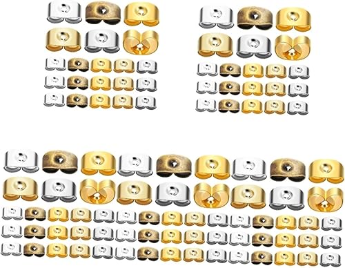 EXCEART 100 Pairs Sterling Silver Earrings Back Alloy Earring Back Replacement Screw Earring Backs Earrings for Women Orrous Secure Ear Locks disponible en Yaxa El Salvador