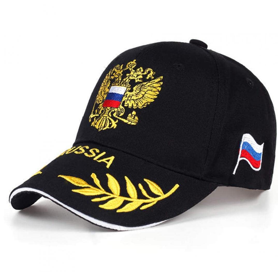 Russian Flag Baseball Cap, Adjustable Coat of Arms Eagle Emblem Badge Hat for Camping Hiking Sport Black