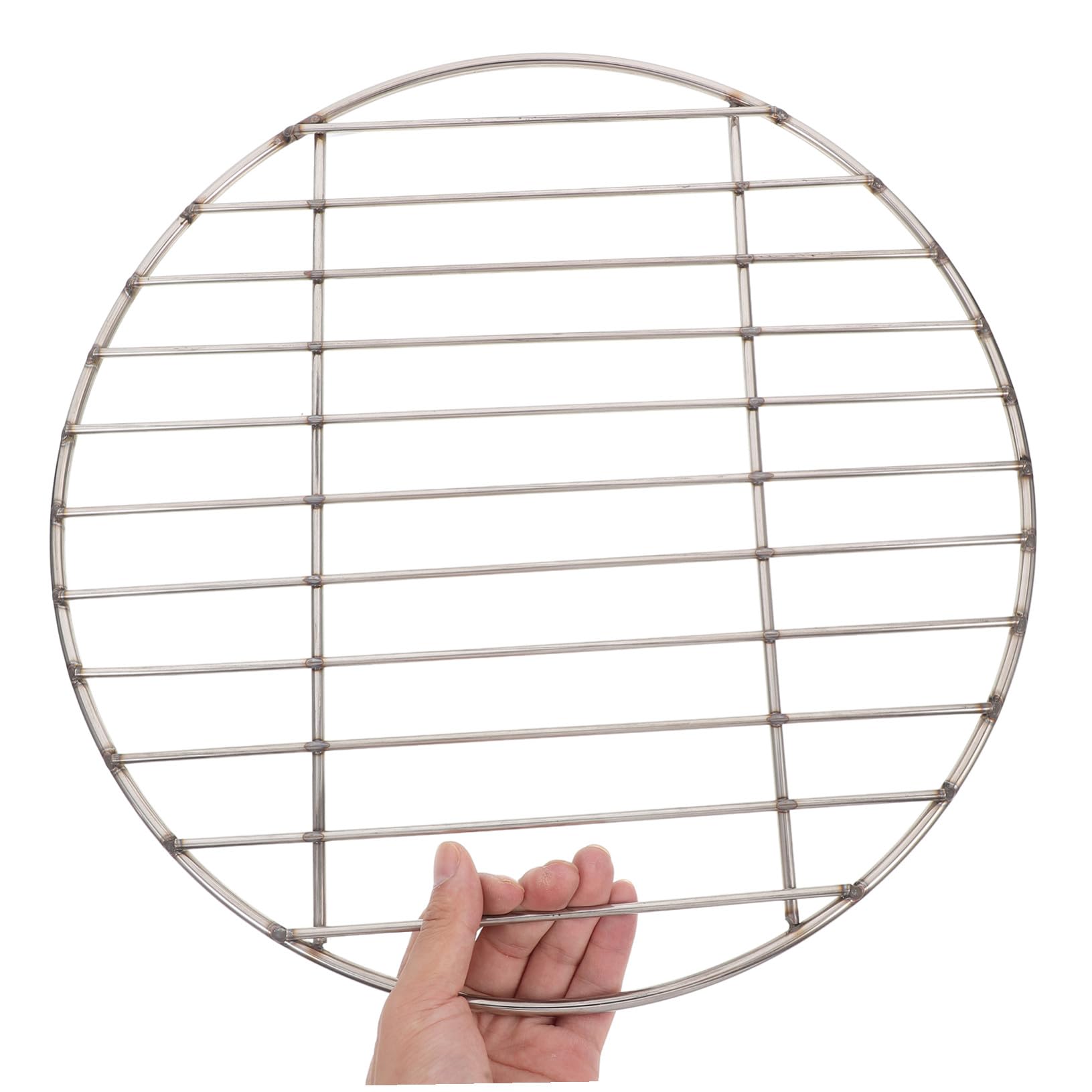 Griglia per barbecue in acciaio inox, rete metallica rotonda riutilizzabile per barbecue all'aperto, perfetta per cucinare anche carne, verdure, pesce e salsicce, strumento da campeggio multifunzione