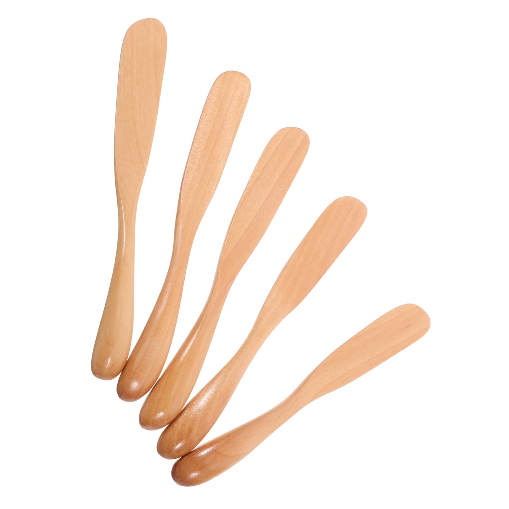SOESFOUFU 5pcs Wooden Butter Spreader Knives Cheese Butter Knife Jelly Jam Spreader Stick Mini Spatula for Cooking Baking Gentle on Skin