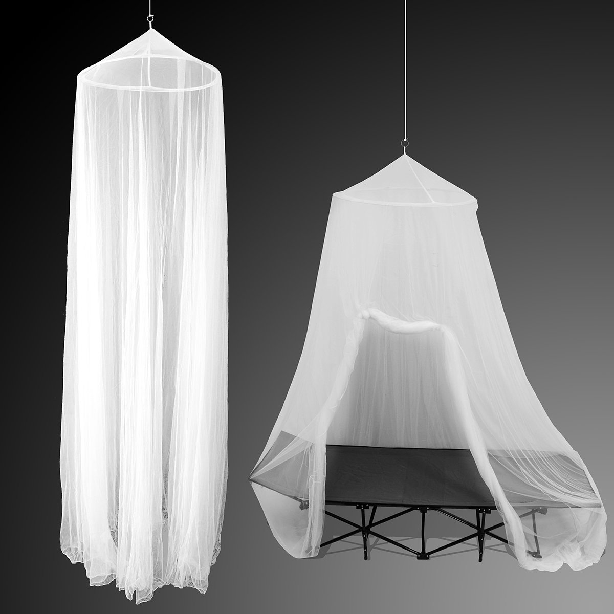 AMANKA Moskitonetz XXL 2,5 x 12 m - Mückennetz Bett WHO 180 Mesh - Insektenschutz für Doppelbett Boxspringbett Babybett - Baldachin Reise Moskitonetz - Malaria Schutznetz Weiß