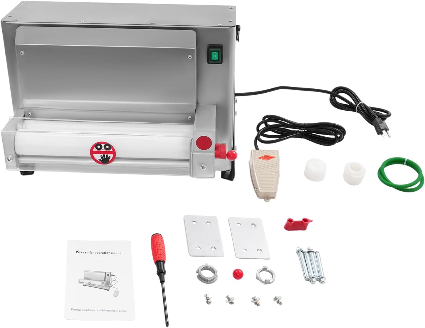 3-12" Automatic Commercial Dough Roller Sheeter, Automatic Pizza Press Shaping Machine with Adjustable Thickness (1-5.5mm), 450W Electric Pizza Dough Machine for Pizzerias Restaurants Cake Shops