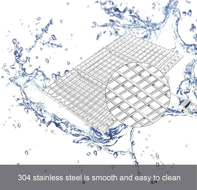 Image of Permafrost Portable BBQ Kabob Grill Basket, BBQ Grilling Basket for Outdoor Grill, Stainless Steel Grill Heavy Duty Grill Baskets, BBQ Tool for Steak, Potatoes, Chops, Kabob