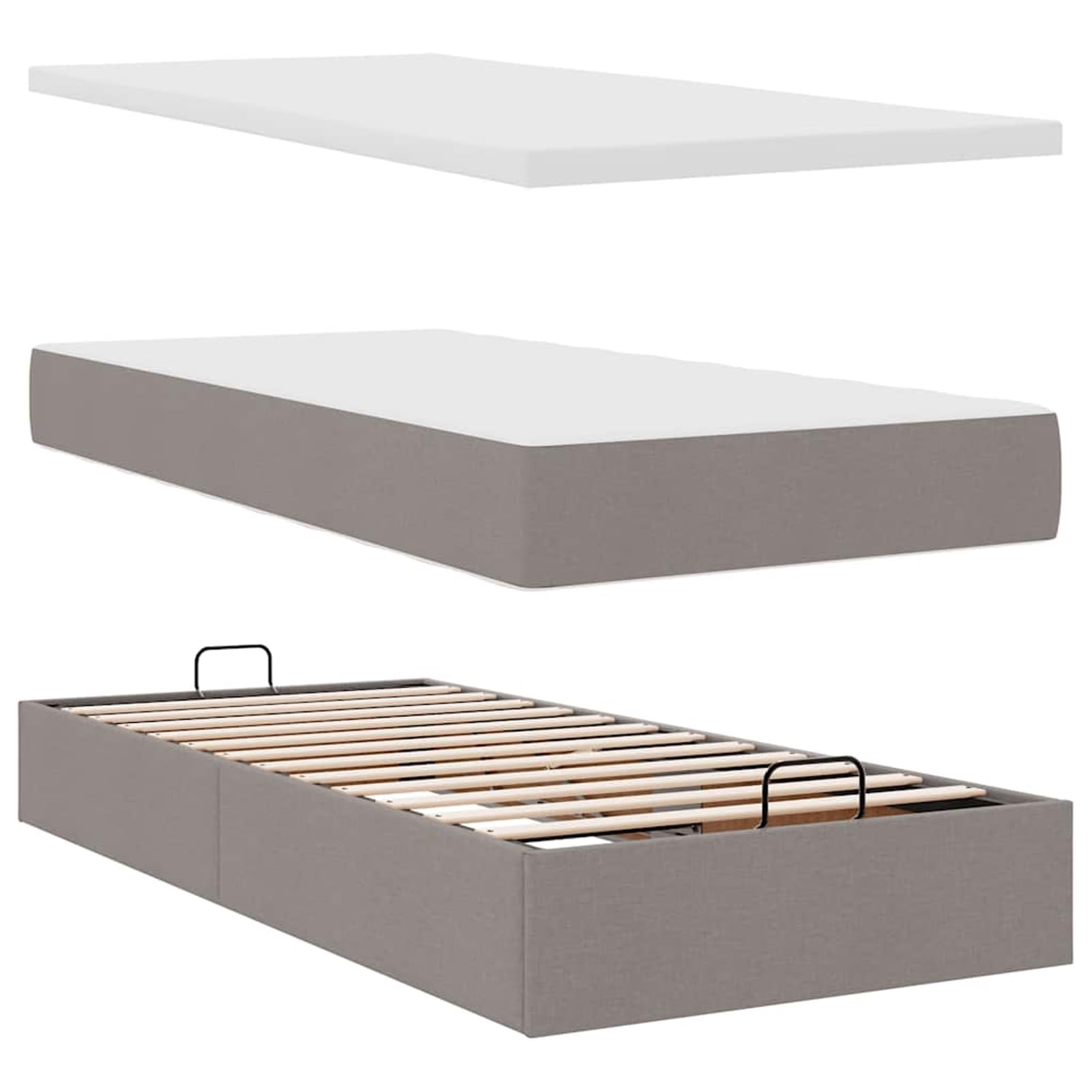 Gecheer Cama Otomana, Estructura con Almacenamiento y Mecanismo Hidráulico, Tela Poliéster, Muelles Ensacados, 90x200 cm, para Dormitorio de Pareja Modelo YHSQY-3311245ES