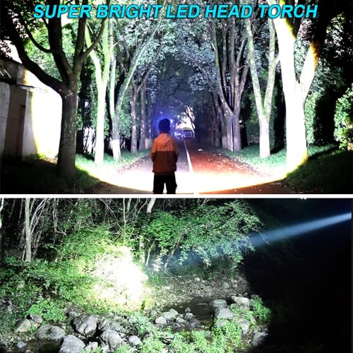 PEAKRO Head Torch Rechargeable Motion Sensor 1000 Lumen Head Torch LED Super Bright Headlamp 6 Modes with Red Light Hands-Free Torches Lightweight Waterproof for Camping Fishing Hiking - Image 2
