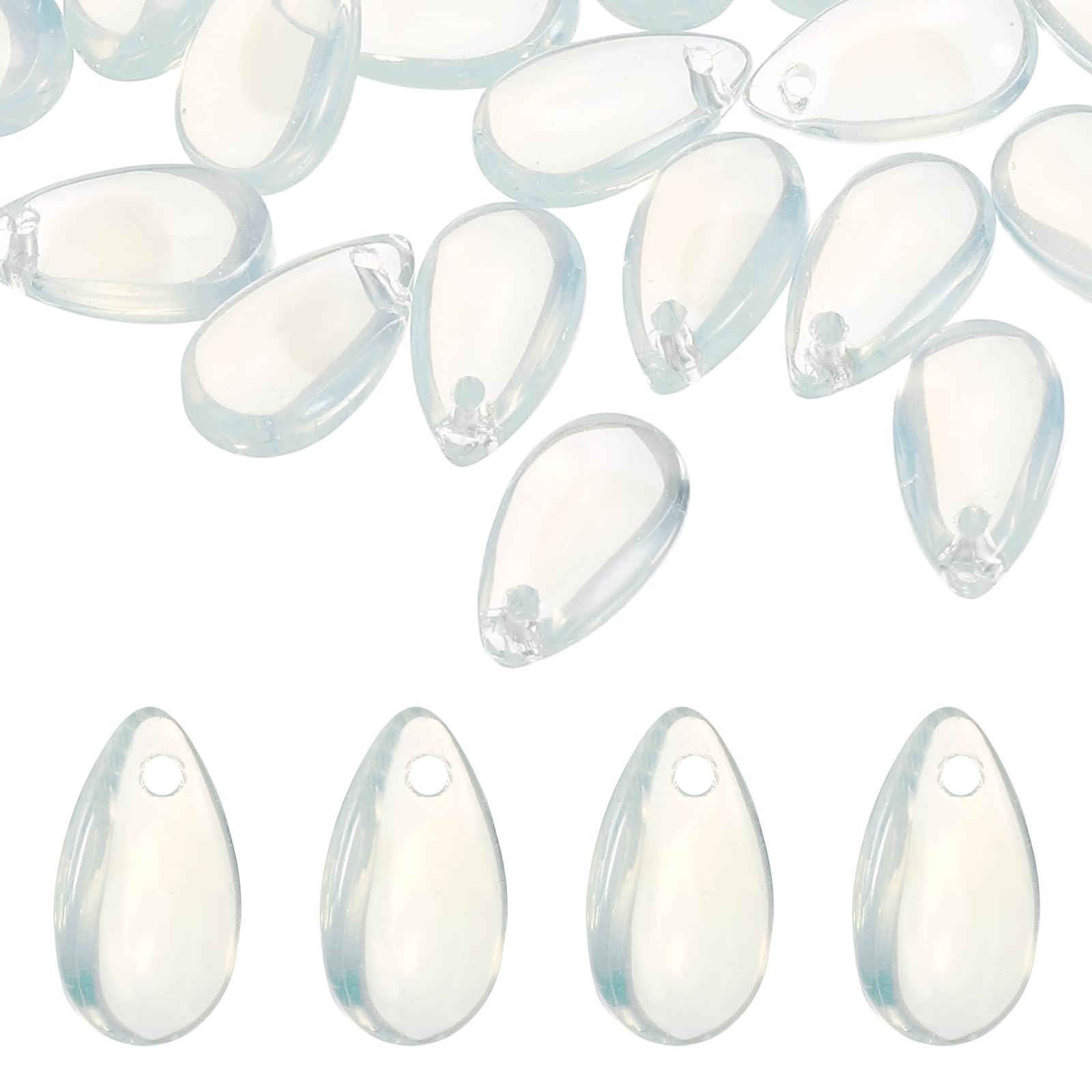PATIKIL Teardrop Beads, 100Pcs Crystal Tear Drop Top Drilled Pendants Charm Teardrop Czech Glass Beads for DIY Jewelry Making Bracelets Necklace Earrings Craft, Opal Sea Blue
