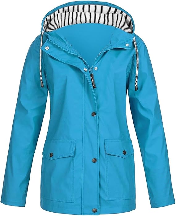 OIOLOYJM Yellow Rain Jacket Womens Waterproof with Hood Light Weight Jackets for Women Casual Fall Winter Plus Size Raincoat
