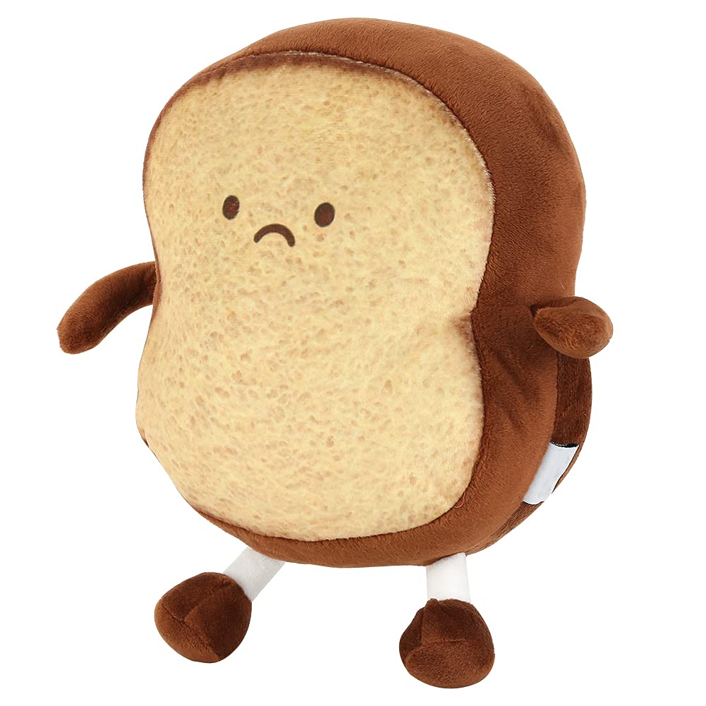 Lustiges Toastbrot Plüschtier 18 Cm – Weiches, Gefülltes Spielzeug Mit Gesichtsausdruck (braun)