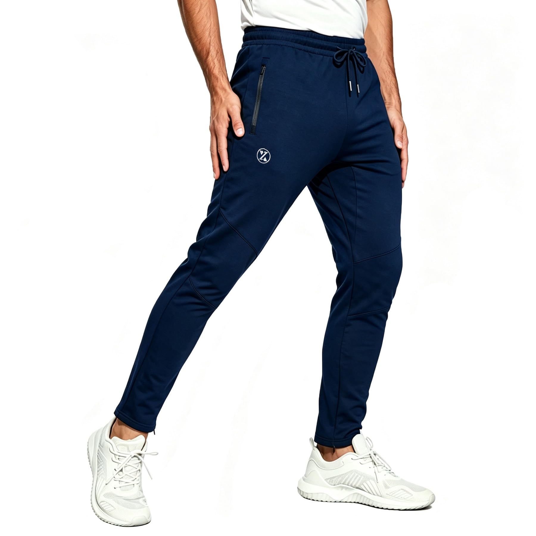 ZOXOZ Jogginghose Herren Gym Baumwolle mit Reißverschluss | Atmungsaktiv Laufhose Herren Lang mit Reißverschlusstaschen,Sporthose Trainingshose Fitnessstudio Fitness Slim Fit Hose
