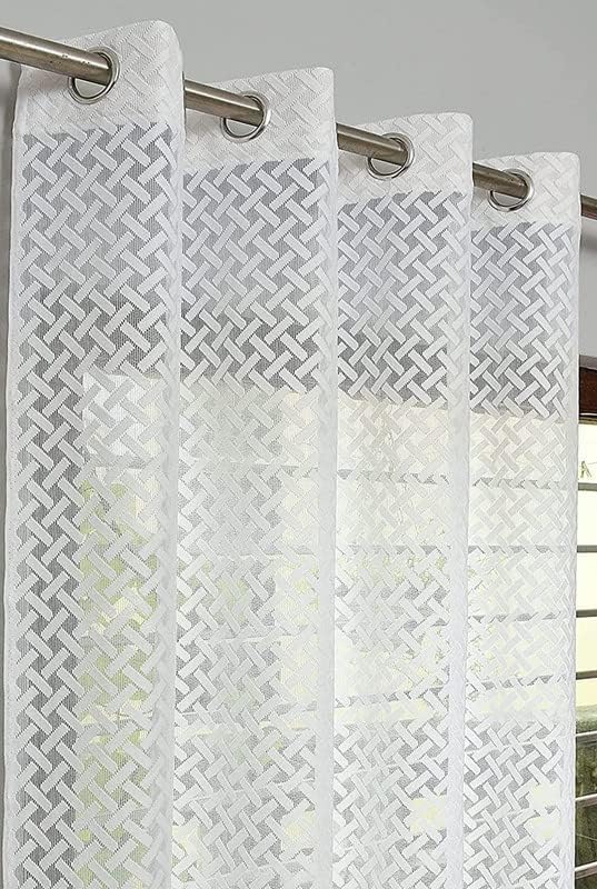 ROYAL TREND Net Transparent Door Curtains | Semi Sheer Panels with Spider net for Home and Office Decor -4x7Feet-White-Pack of 2 (B0BRD7TZFR) Amazon Price History, Amazon Price Tracker