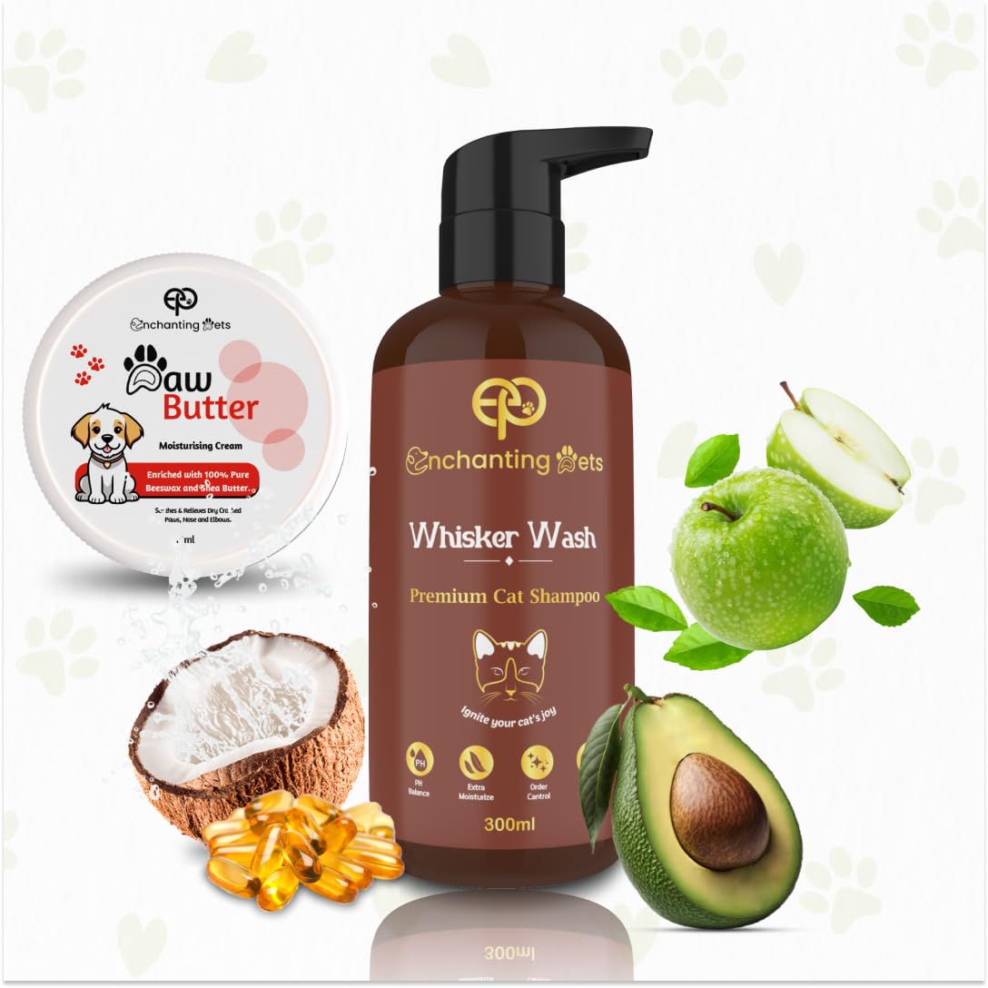 ENCHANTING PETS Whisker Wash Premium Cat Shampoo with conditioner 300ml, Plus Paw Butter 15ml, Nourishing Formula for Healthier, Shinier Fur Gentle on Skin, Easy to Use, Suitable for All Cats (B0CSDKH8SB) Amazon Price History, Amazon Price Tracker