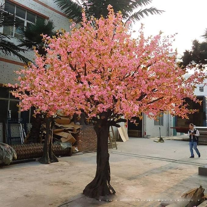 Sohodoo Künstliche Pflanzen, Kirschblütenbaum, künstlicher Blumenbaum, künstliche Pflanze, großer rosafarbener künstlicher Baum mit Blumen, Heimbüro, Gartendekoration(2mx1.8m)