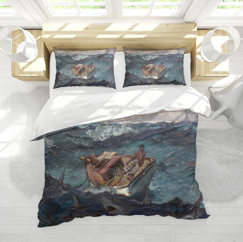 Housse de couette 260x240 impressionnisme océan avec 2 taies