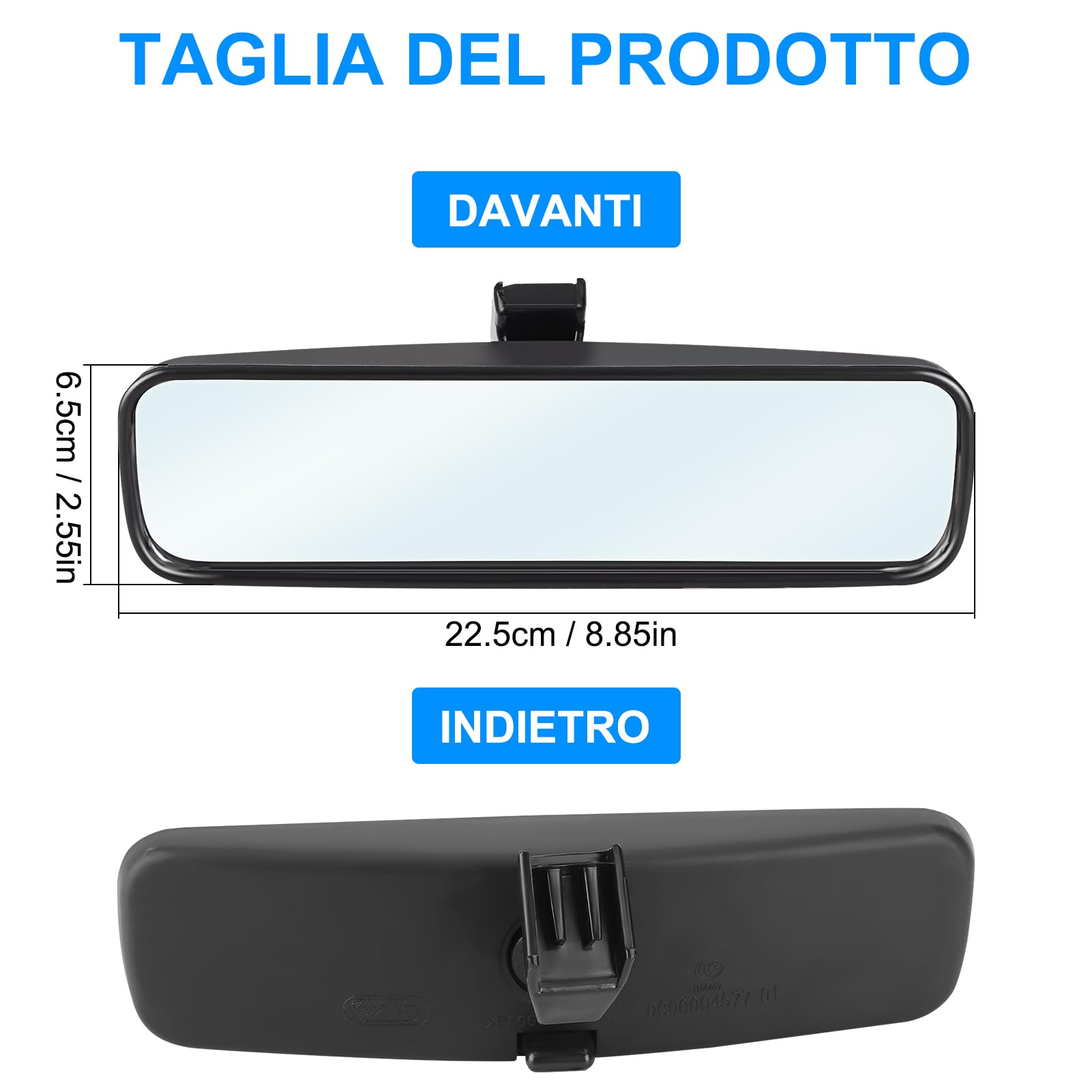Specchietto Retrovisore Interno, 814842 Specchietto Auto Regolabile Rimovibile,Specchietto Retrovisore Interno Antiriflesso Girevole Adatto per 107/206/106,Adatto per C1