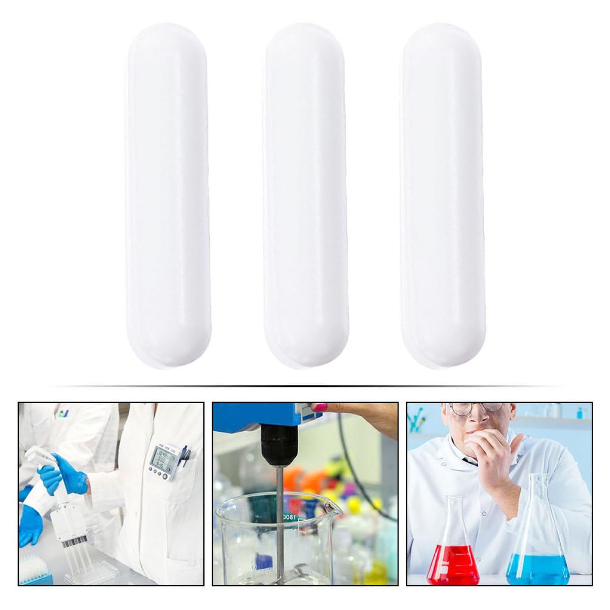 UKCOCO 16 Piezas Varillas Agitadoras Magnéticas de Ptfe 8x35mm para Laboratorio Agitación Magnética Resistente a Altas Temperaturas para Experimentos Científicos