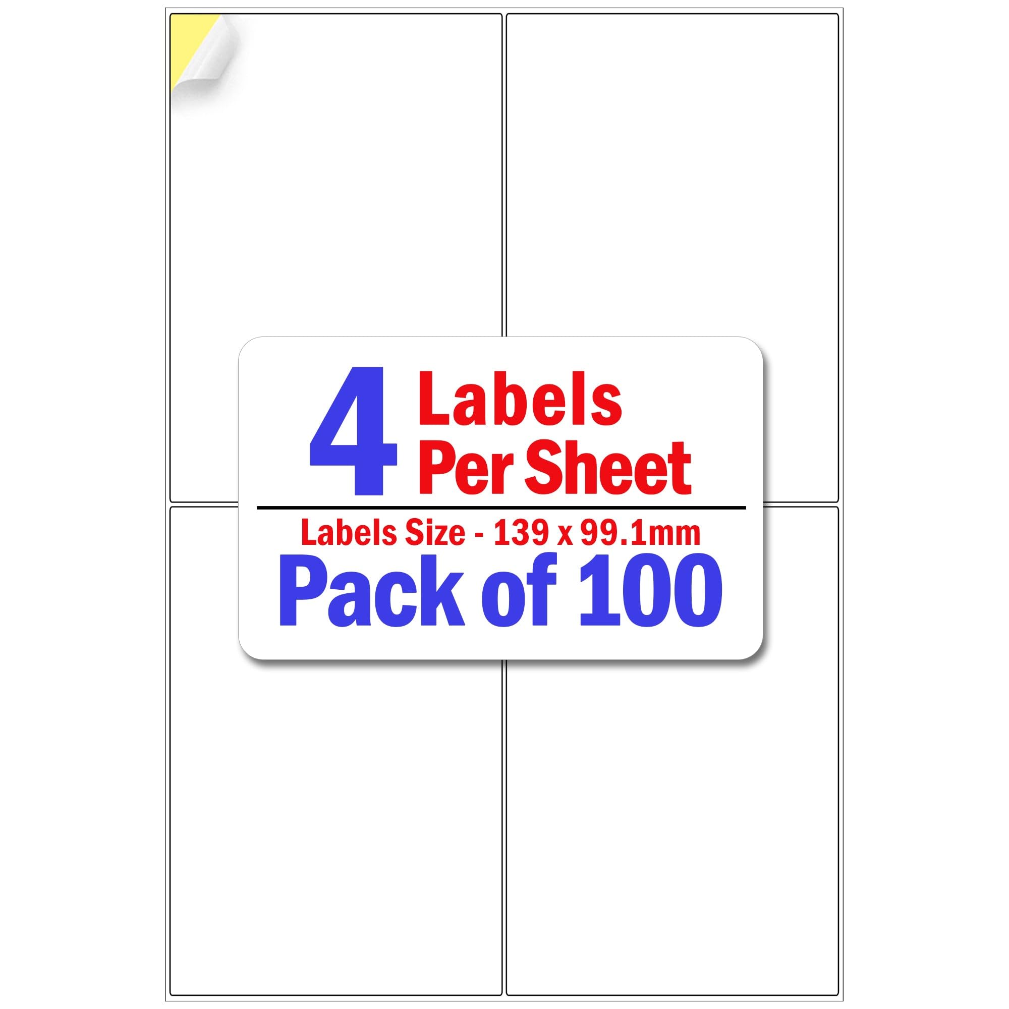 YUNJU 4 Address Labels Per A4 Sheet, 100 Sheets 400 Labels, Self Adhesive Mailing Printer Shipping Label for Inkjet and Laser Printers, Printable Sticky Sheet Sticker