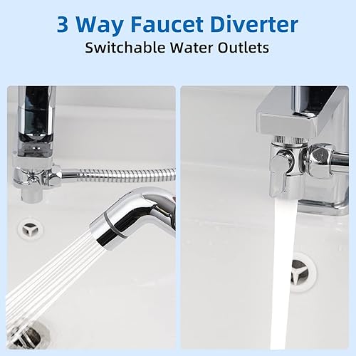 Miniatura 2 de iFealClear Accesorio rociador de fregadero, rociador de bidé de mano, extensión de doble pulverización con manguera y 8 adaptadores para lavado de