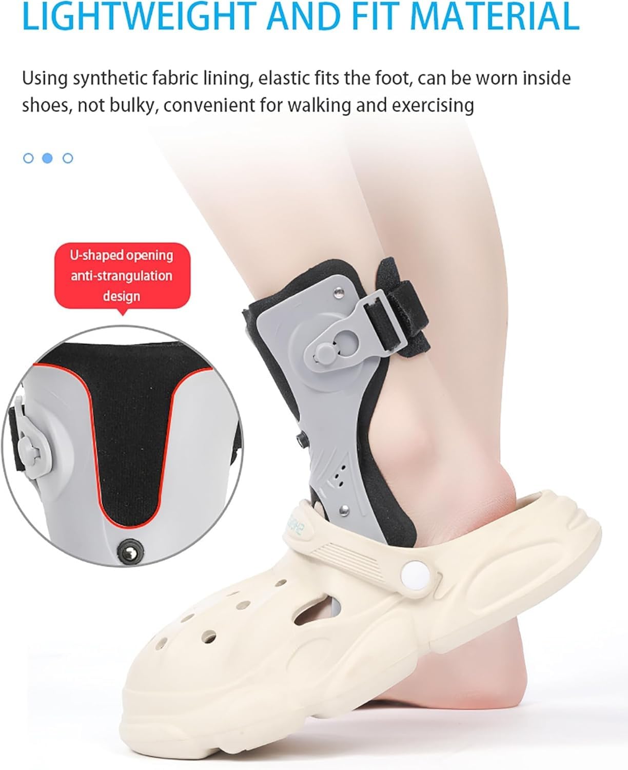 Ortesis para pie caído con forro transpirable para soporte al caminar, ortesis de tobillo AFO para asistencia a la dorsiflexión, alivio de la fascitis plantar, recuperación de accidentes cerebrov