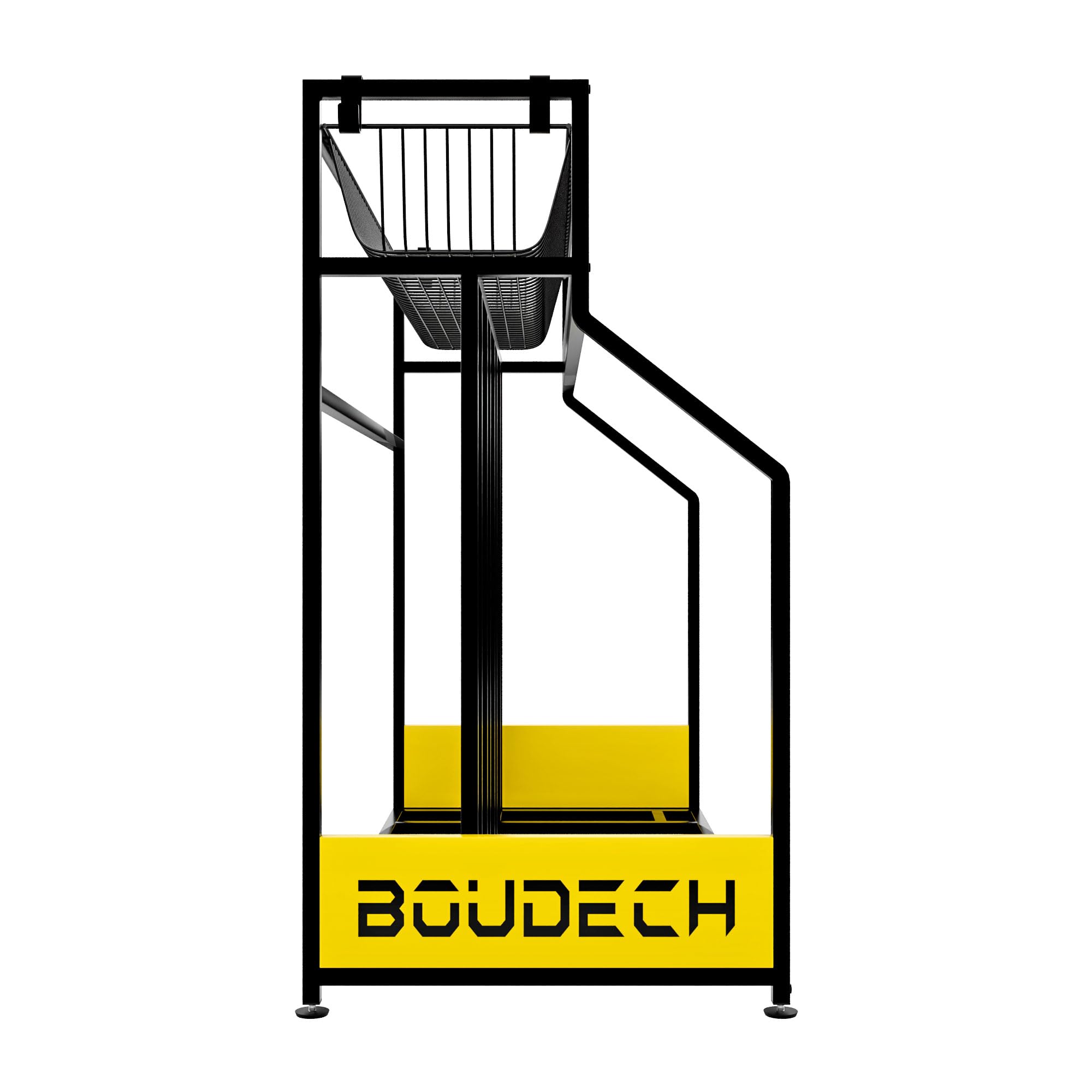 Boudech Parkade - Porte-vélos 4 places support pour vélo au sol de garage avec panier de rangement et 4 crochets en métal noir