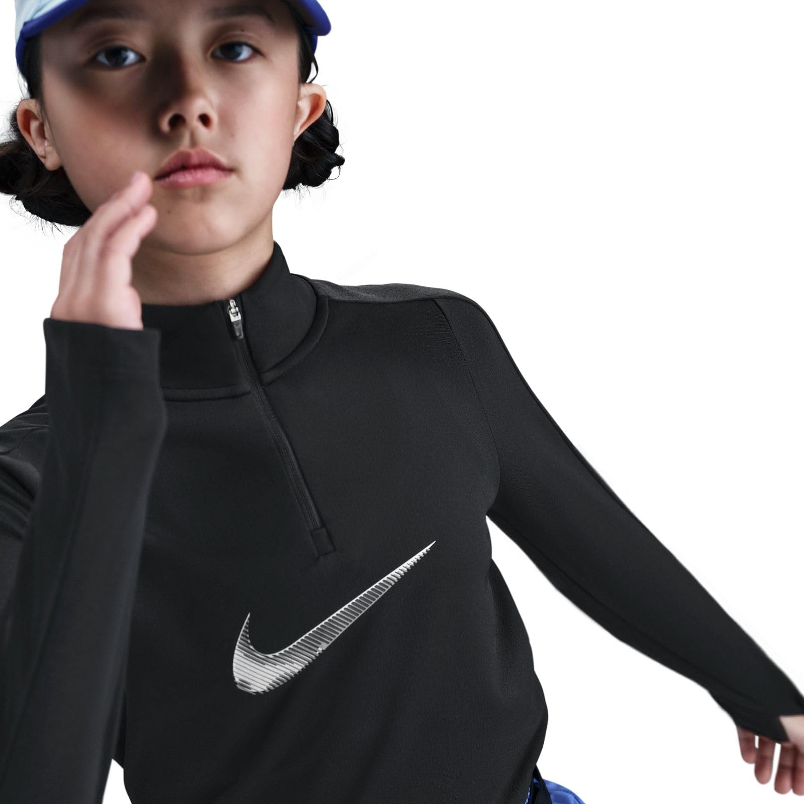 Nike PRO IH5077 - Maglia a Maniche Lunghe con Mezza Zip per Bambini più Grandi