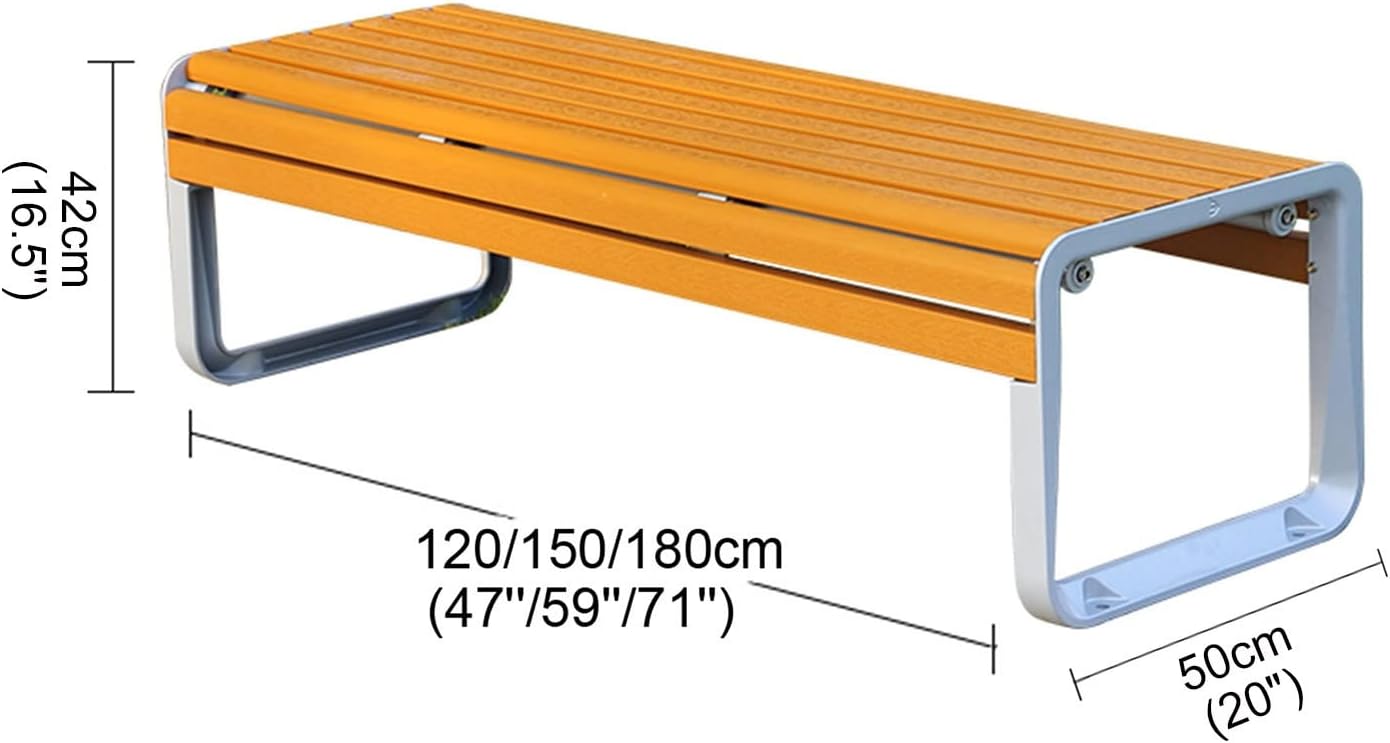 Weatherproof Outdoor Patio Bench - Durable Cast Aluminum Frame with Solid Wood Seat, Double Seat Garden Chair for Backyard, Porch, Deck, Lawn Furniture (Color: Wood)