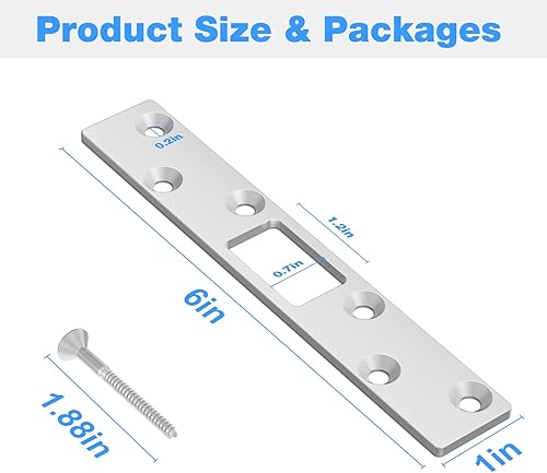 Miniatura 2 de RO6G 72001 - Placa de bloqueo de níquel satinado cepillado con 12 tornillos, perilla de puerta/placa de cubierta de cerrojo, cierre de seguridad de
