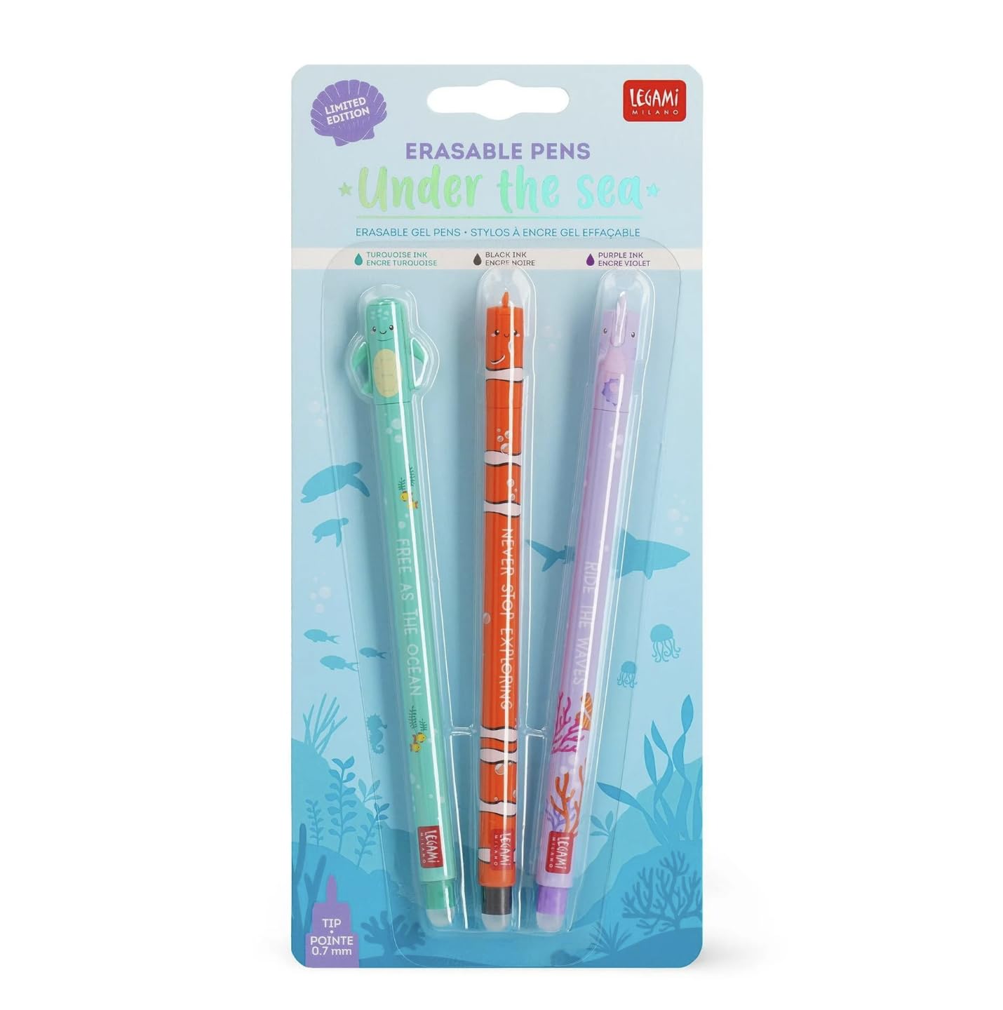 VARZI Legami Nueva Colección Verano 2024 Juego De 3 Bolígrafos Under The Sea Bolígrafos De Gel Borrables Preventa Legami Para Selección 1956